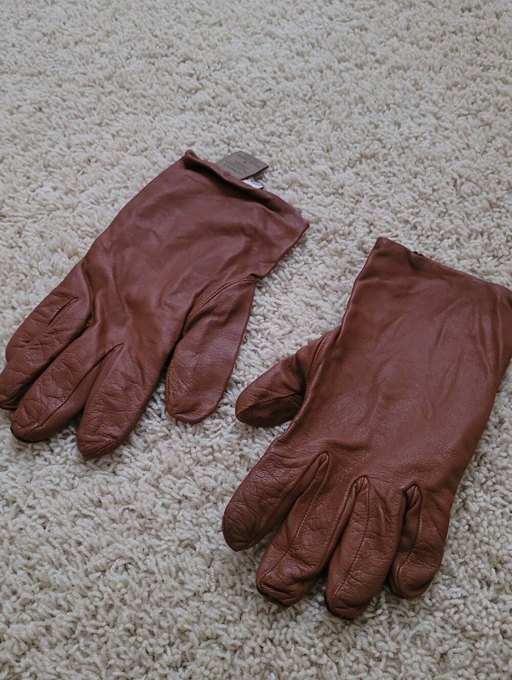 L.L. Bean Womens Brown Sheepskin Leather Gloves M Wool Cashmere Lined